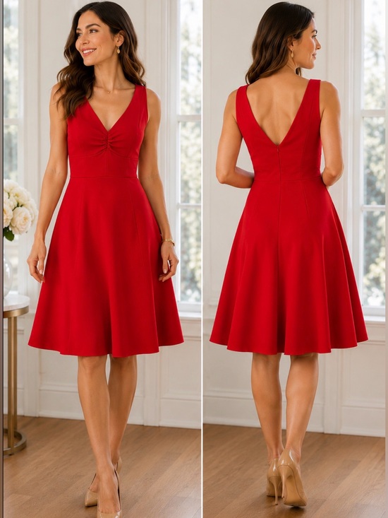 kate spade Dresses & Skirts - NWT KATE SPADE BROOME STREET V-NECK PONTE FIT & FLARE DRESS RED SZ 10